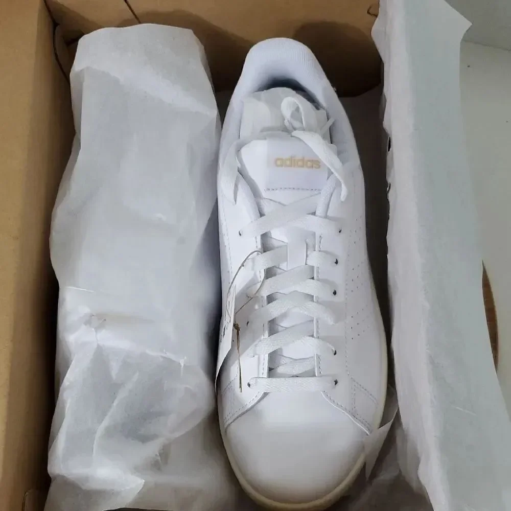 adidas Advantage Cloud White Leopard Print Tennis Sneakers Women's 9 NIB